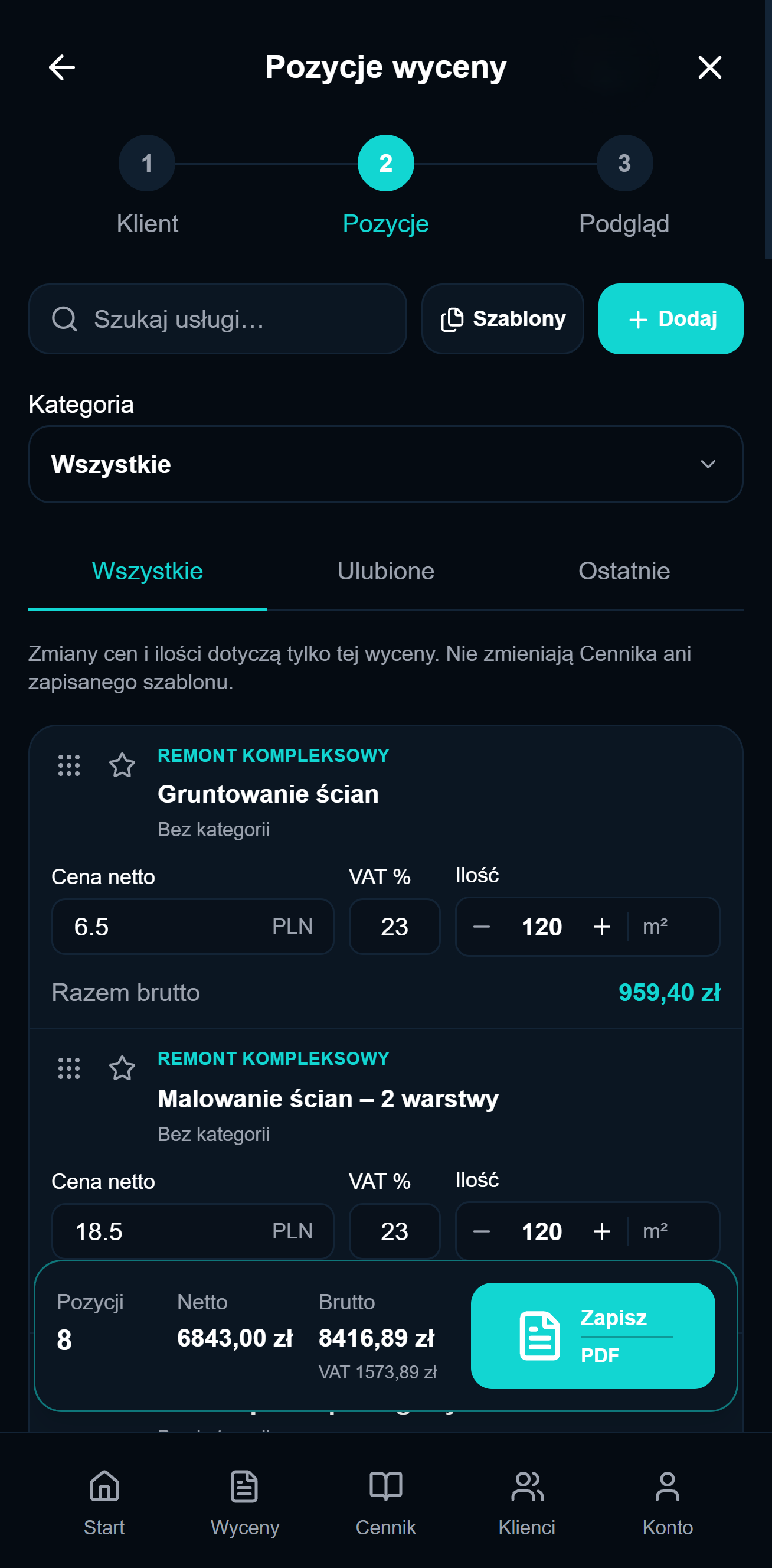 Tworzenie wyceny